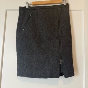 J. Crew Grey wool zip pencil skirt